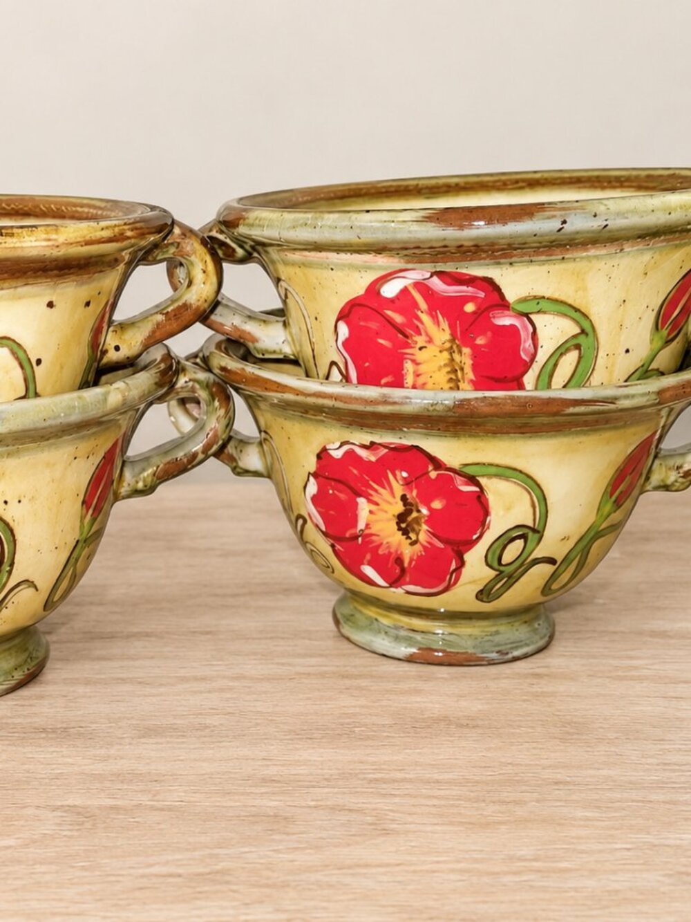 Vintage Ambiance Fields of Provence Footed Dessert Bowls Set of 4